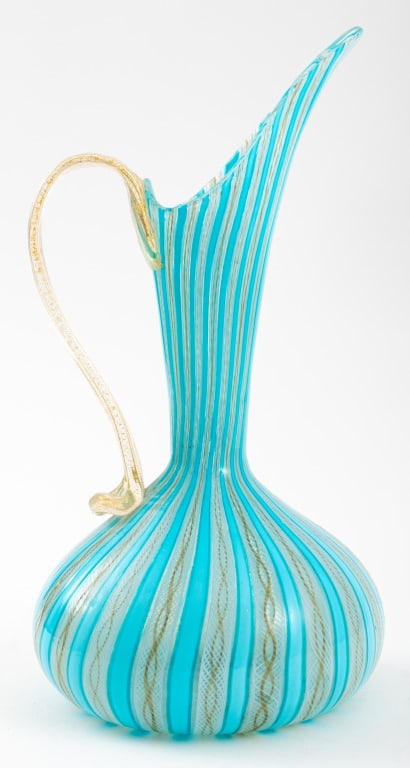 Dino Martens Gold-Flecked Latticino Glass Pitcher (1 of 9)