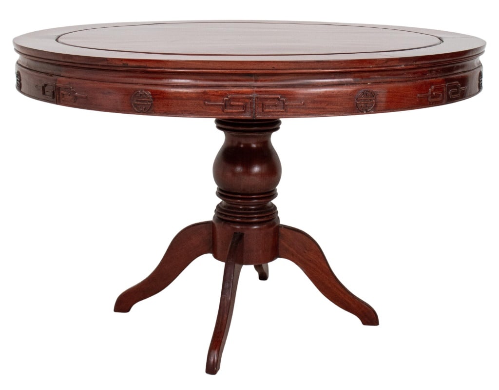 Round Chinoiserie Mahogany Pedestal Table (1 of 11)