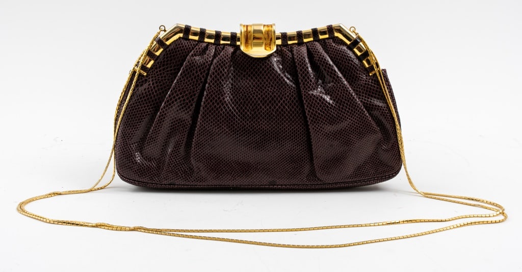 Judith Leiber Purple Faux Snakeskin Clutch (1 of 4)