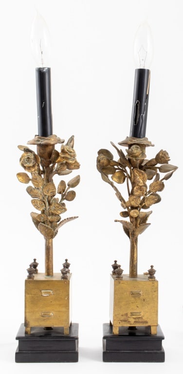 Hollywood Regency Bronze Table Lamps, Pair (1 of 9)