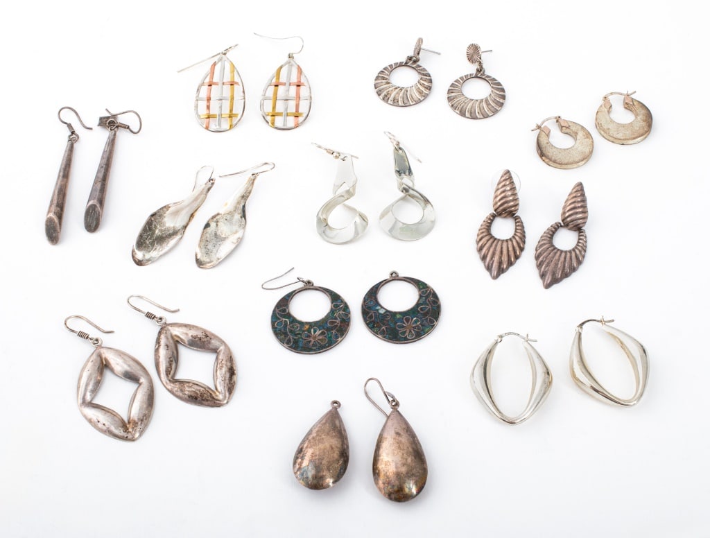 Modern Silver Earrings, 11 Pairs (1 of 17)