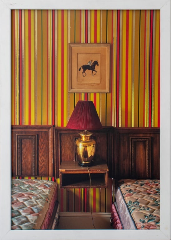 Raymond Ciborowski "That 70's Hotel" C-Print: Raymond Ciborowski (American, b. 1970), "That 70's Hotel", Chromogenic Print Mounted on Acrylic, 2011, signed, titled, and numbered edition "1/25" to verso, white lacquered wood frame. Image: 18.5" H