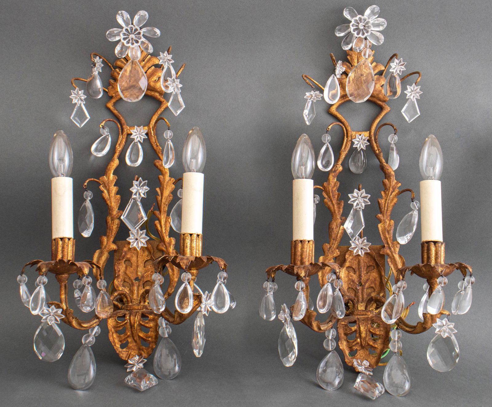 Hollywood Regency 2-Light Wall Sconces, Pair (1 of 7)