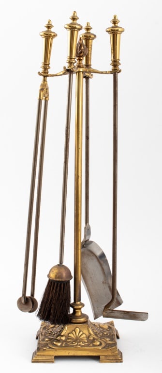 Gilt Brass Fireplace Tool Set, 5 (1 of 9)