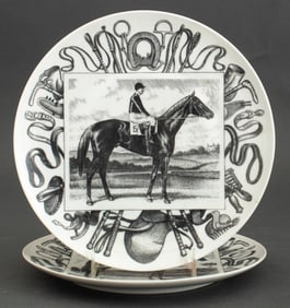Fornasetti "Grandi Campioni" Porcelain Plates, 2