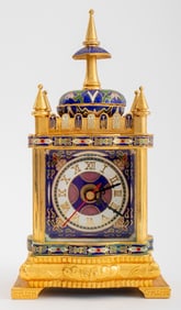 Ottoman Style Champleve Enamel & Gilt Metal Clock