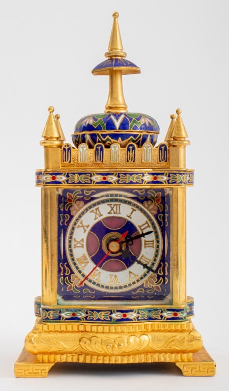 Ottoman Style Champleve Enamel & Gilt Metal Clock (1 of 12)