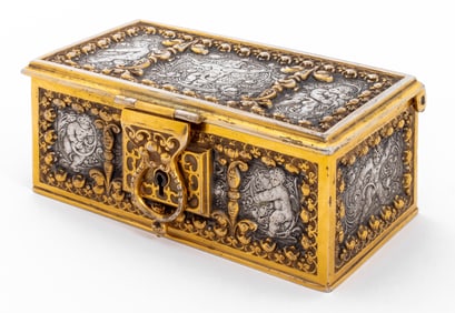 Erhard & Sohne Gilt Silvered Bronze Jewelry Casket