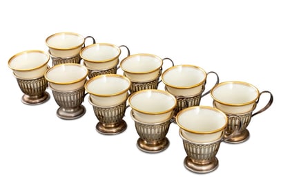 Mauser Sterling Silver Demitasse Cups, 12
