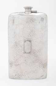American Art Deco Sterling Silver Pint Flask