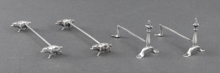 Tiffany & Co., Etc. Silver Knife Rests, 2 Pairs
