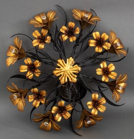 Italian Parcel Gilded Metal 8-Light Flush Mount