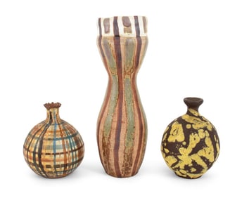 Marc Hansen, Etc. Patterned Glaze Pottery Vases, 3