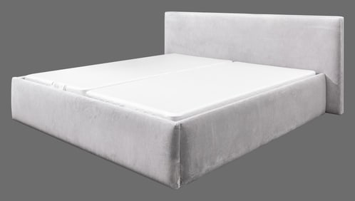 Contemporary Velvet Covered King Bed Frame