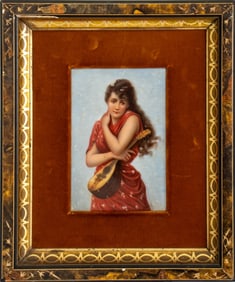 After E. Bisson "La Cigale" Porcelain Plaque