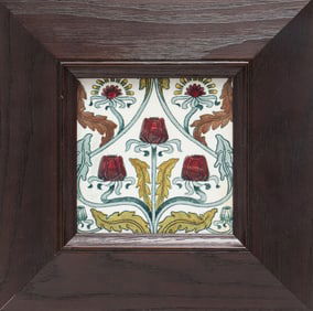 British Arts & Crafts Transferware Pottery Tile