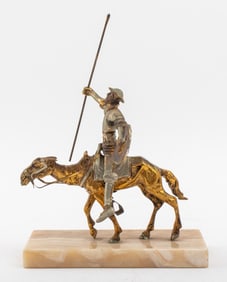 Don Quixote Riding Rocinante Gilt Bronze Sculpture