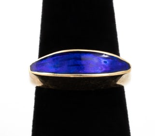 14K Yellow Gold Enamel Signet Ring