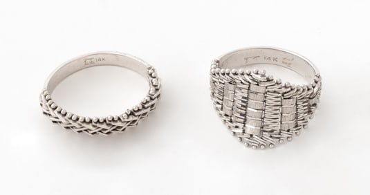 14K White Gold Ring Set, 2