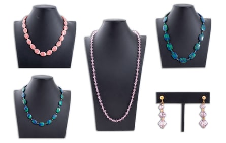 14K Gold Bead Necklaces and Earrings Set, 5