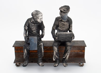 Farnari Attr "Lunch Atop..." Mixed Media Sculpture