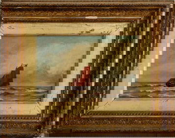 British School Nautical Scene Oil on Canvas, 19 C.