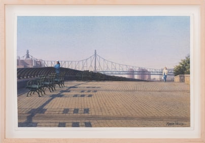 Marion Welch "East River Promenade" Watercolor