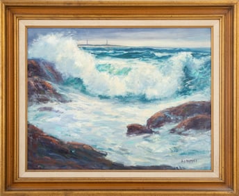 Dorothy J. Ramsey "Twin Lights" Oil on Canvas