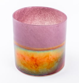 Iridescent Art Glass Cylinder Vase