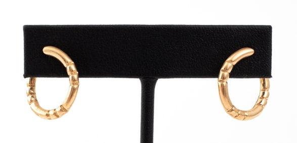 14K Yellow Gold Hoop Earrings, Pair