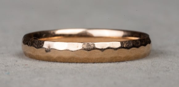 14K Rose Gold Hammered Finish Band