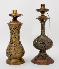 Moroccan Openwork Brass Table Lamps, 2