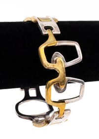 Mexican Laton Taxco Sterling and Brass Bracelet