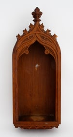 Italian Ecclesiastical Oak Wall-Mounted Niche