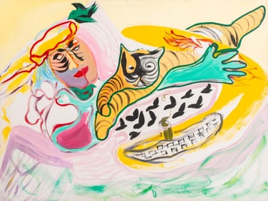 Eva Bouzard-Hui "Kitty Jump" Acrylic on Canvas