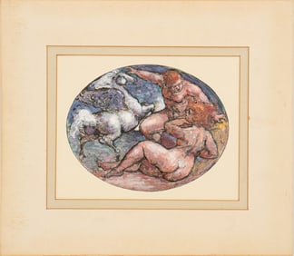 Charles Burdick Nude Figures & Pegasus Mixed Media