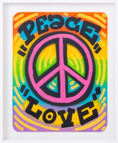 Snoeman "Peace Love" Mixed Media on Paper