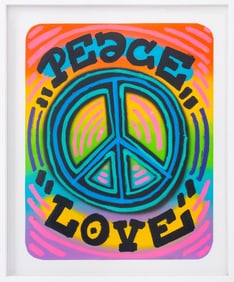 Snoeman "Peace Love" Mixed Media on Paper