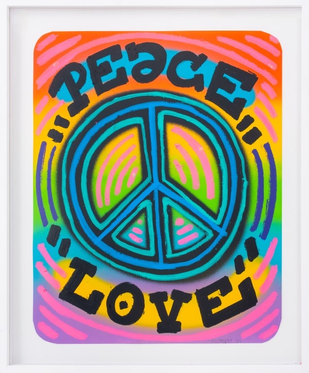 Snoeman "Peace Love" Mixed Media on Paper (1 of 5)