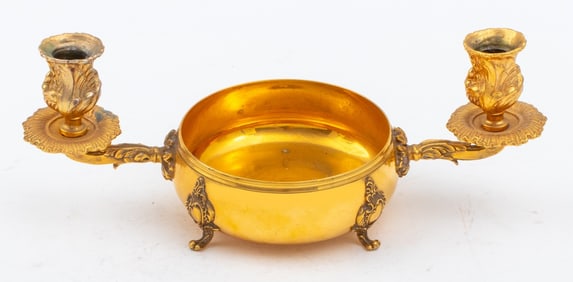 Rococo Style Ormolu Two-Light Flower Bowl