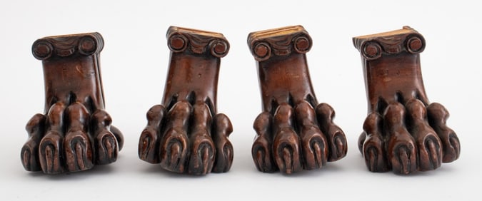 Neoclassical Carved Mahogany Paw Feet, 4