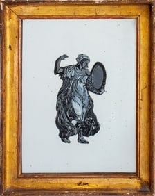 Classical Motif Paint Decorated Giltwood Mirror