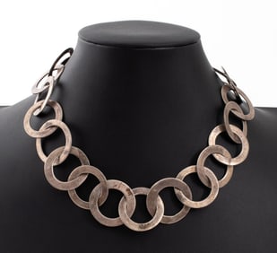 BA Stuarti Sterling Interlocking Collar Necklace