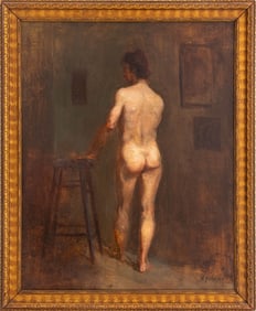 Victor Zaldivar Standing Male Nude Oil on Canvas