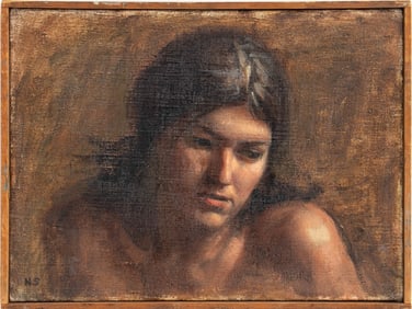 Helen Swords "Head of Girl" Oil on Canvas