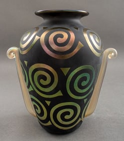 Illegibly Signed American Art Glass Baluster Vase