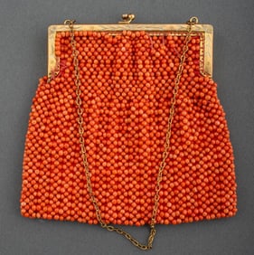 Milgrim Coral Bead Frame Purse