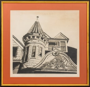 Mary Cranfill Curtis "House on Crockett" Etching