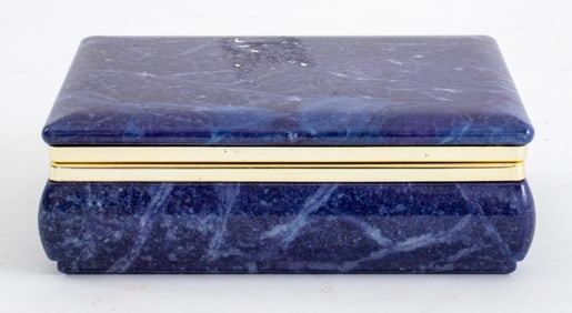 Italian Blue Alabaster Covered Table Box