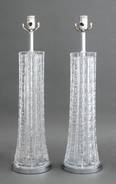 Modern Textured Glass Table Lamps, Pair (1 of 4)